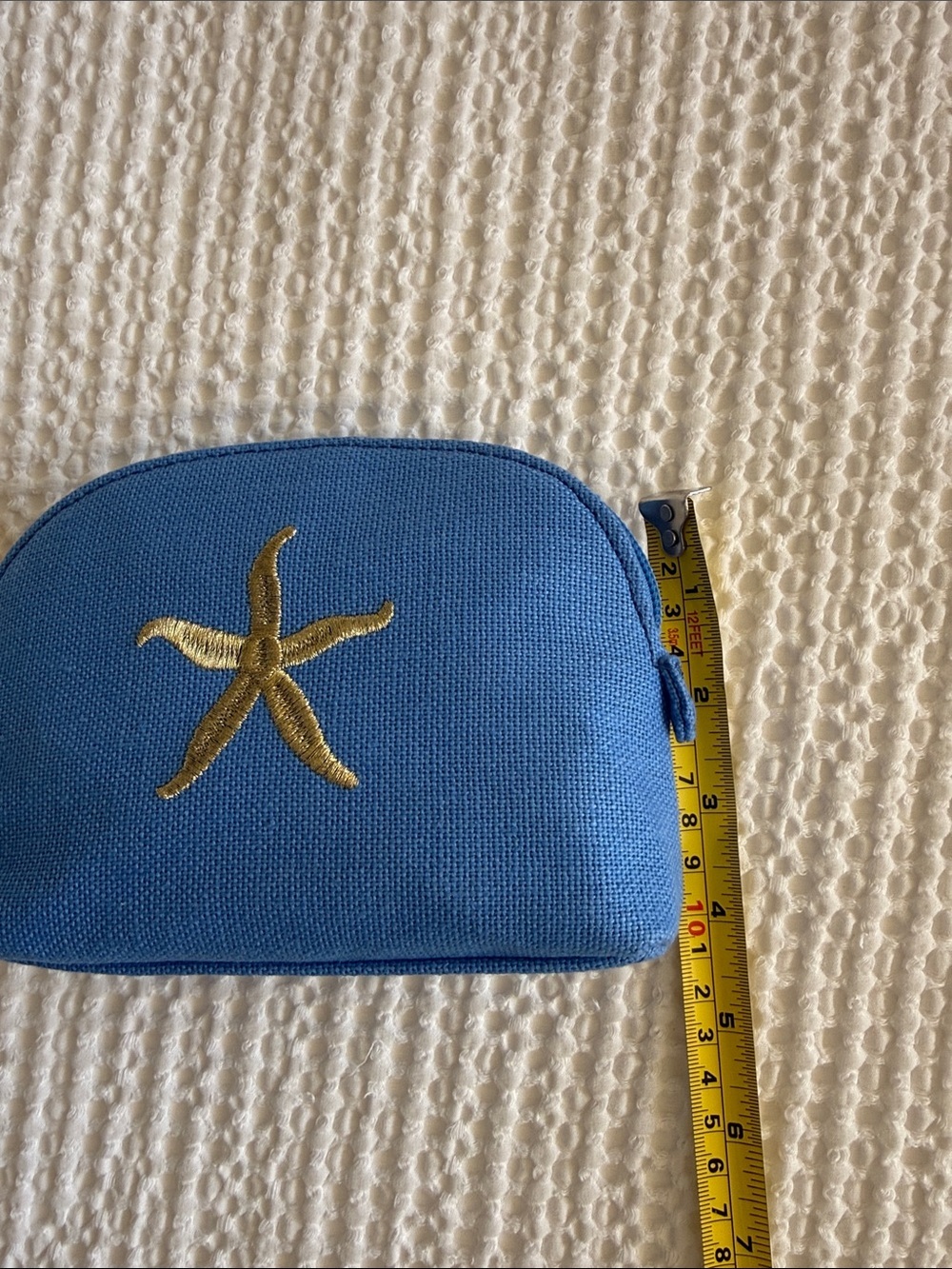 Spartina 449 Sky Blue Canvas Pouch with Gold Hardware - Picture 4 of 5